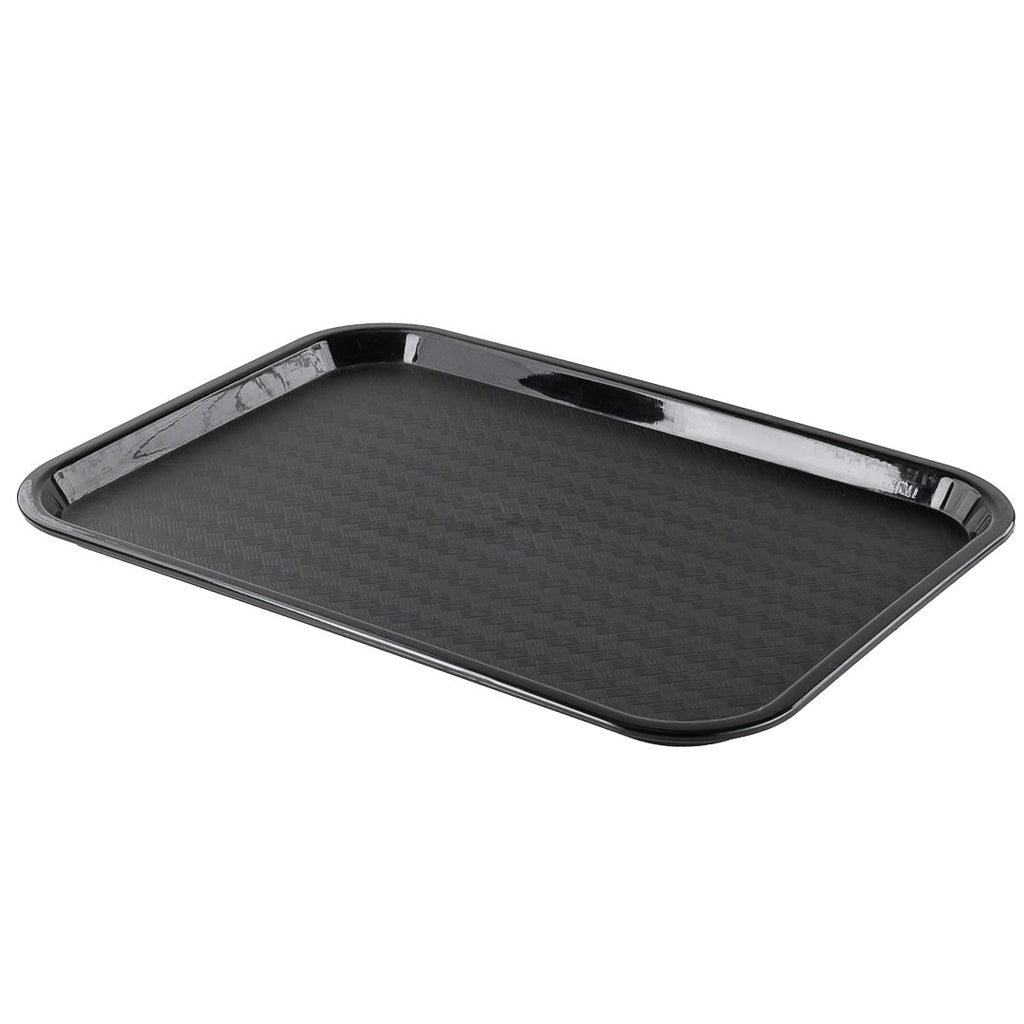 Chef 101 Rectangle Black Plastic Fast Food Tray - 12" x 16" - 50 count box
