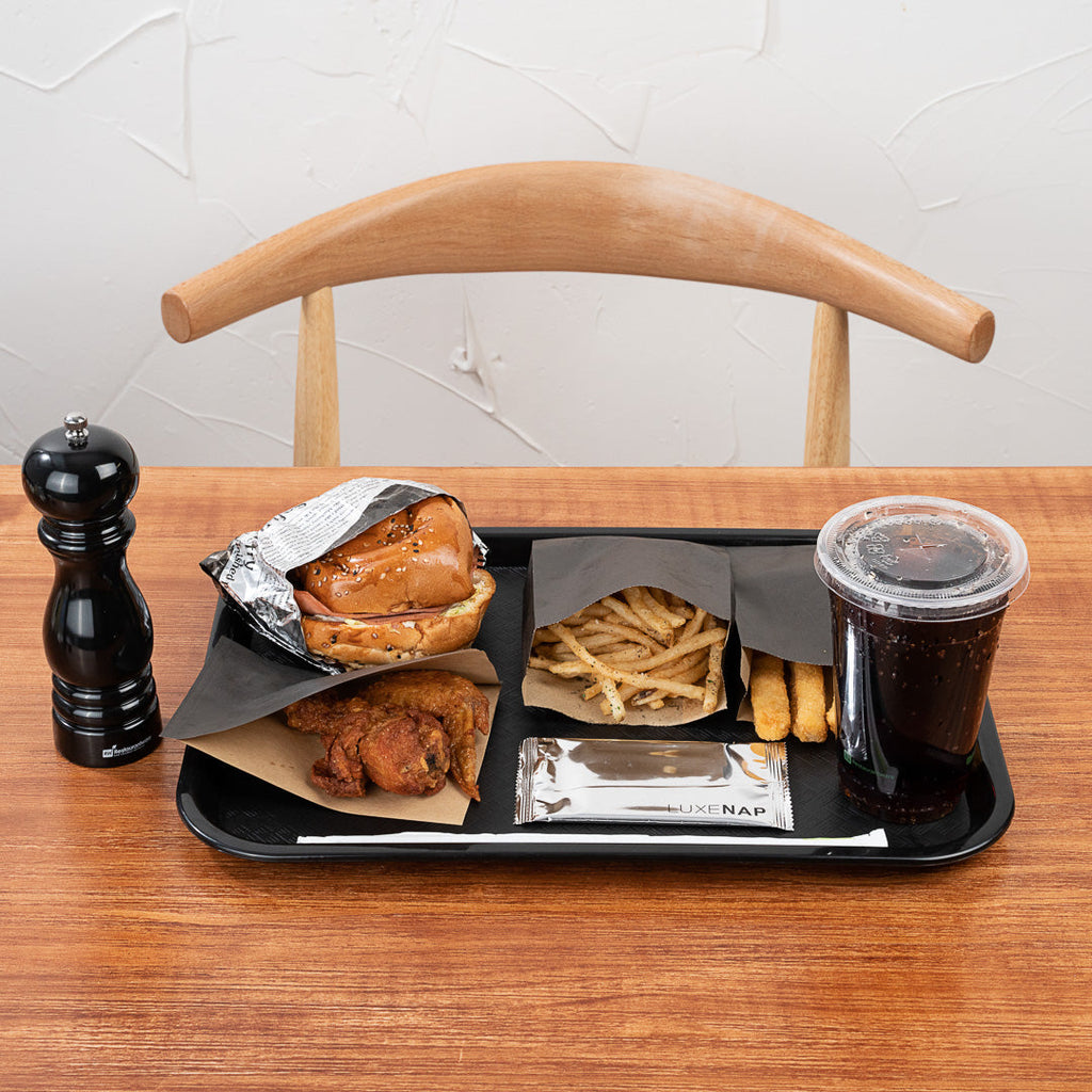 Chef 101 Rectangle Black Plastic Fast Food Tray - 12" x 16" - 10 count box