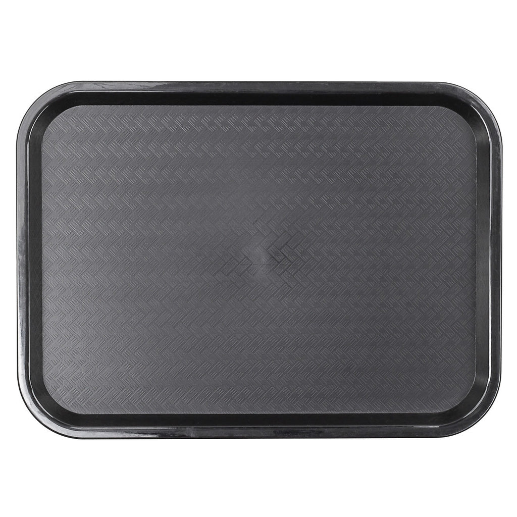 Chef 101 Rectangle Black Plastic Fast Food Tray - 12" x 16" - 50 count box
