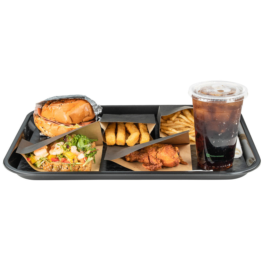 Chef 101 Rectangle Black Plastic Fast Food Tray - 14" x 18" - 10 count box