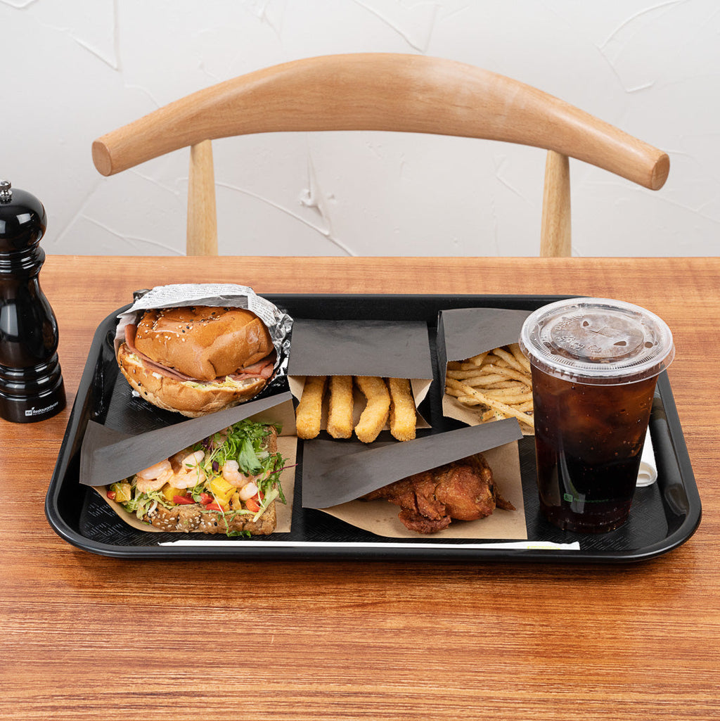 Chef 101 Rectangle Black Plastic Fast Food Tray - 14" x 18" - 10 count box