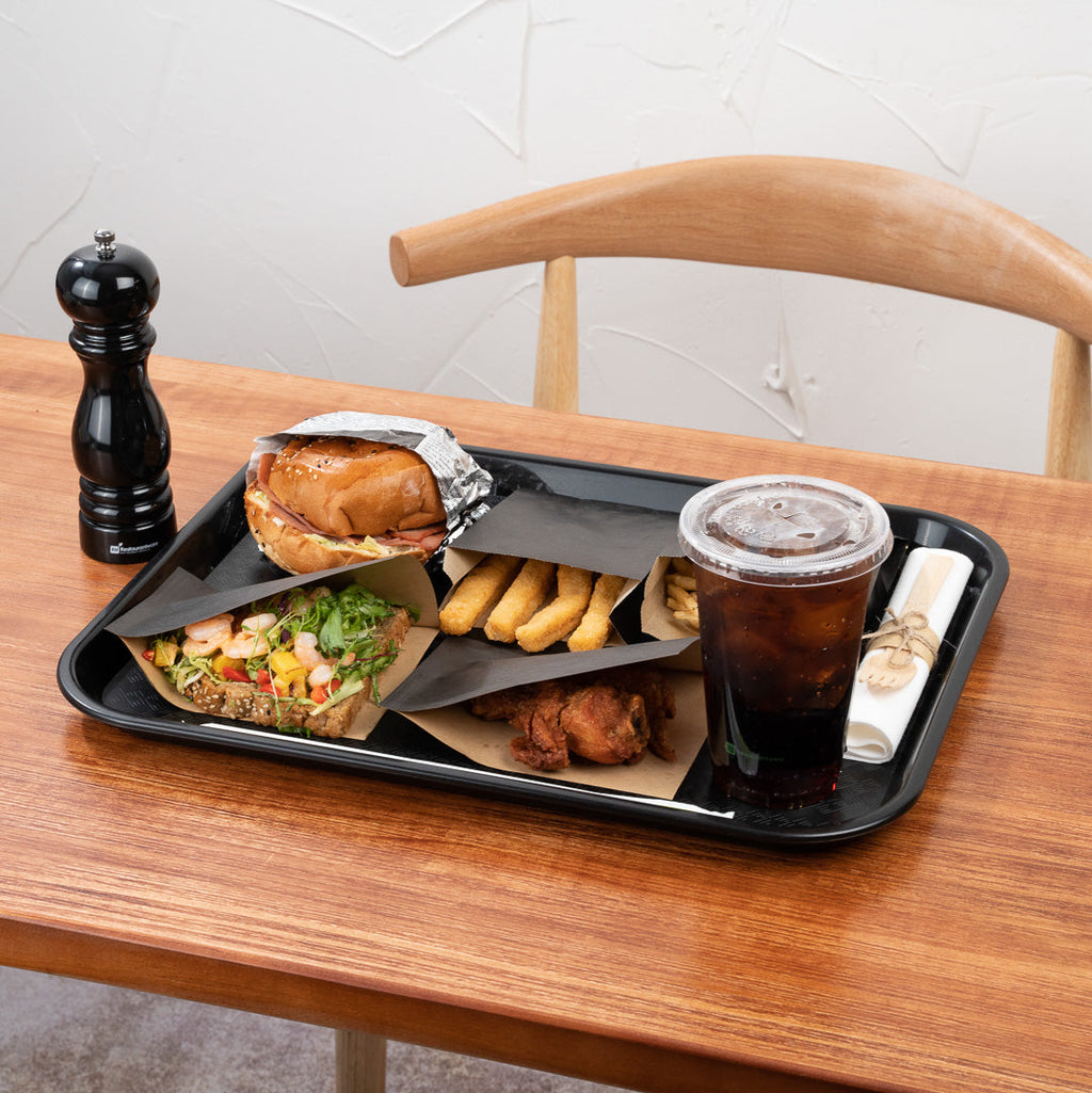 Chef 101 Rectangle Black Plastic Fast Food Tray - 14" x 18" - 10 count box