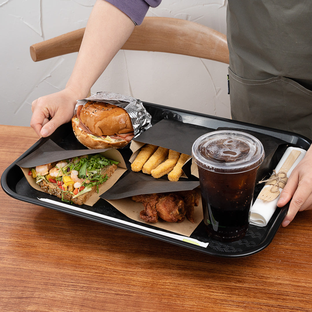 Chef 101 Rectangle Black Plastic Fast Food Tray - 14" x 18" - 10 count box
