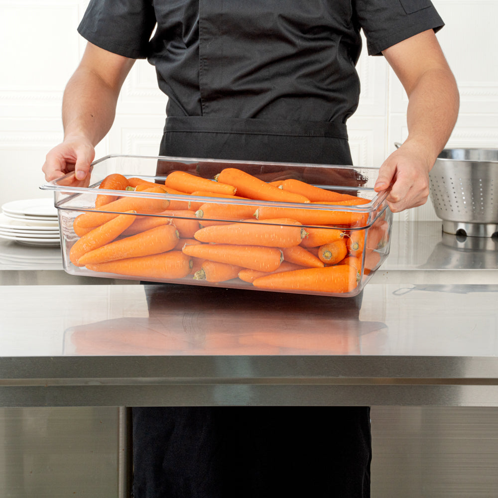 Met Lux Rectangle Clear Plastic Full Size Cold Food Storage Container - 6" Depth - 1 count box
