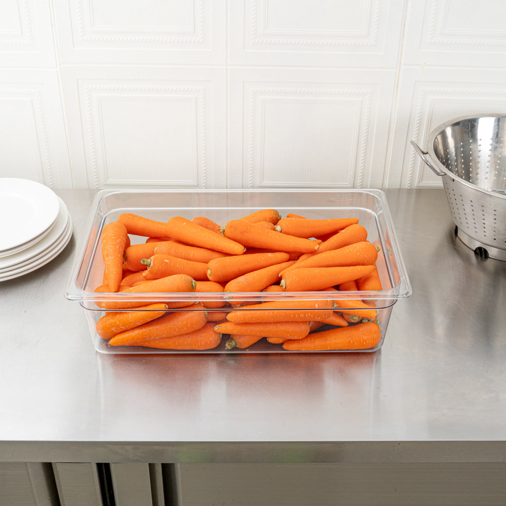 Met Lux Rectangle Clear Plastic Full Size Cold Food Storage Container - 6" Depth - 1 count box