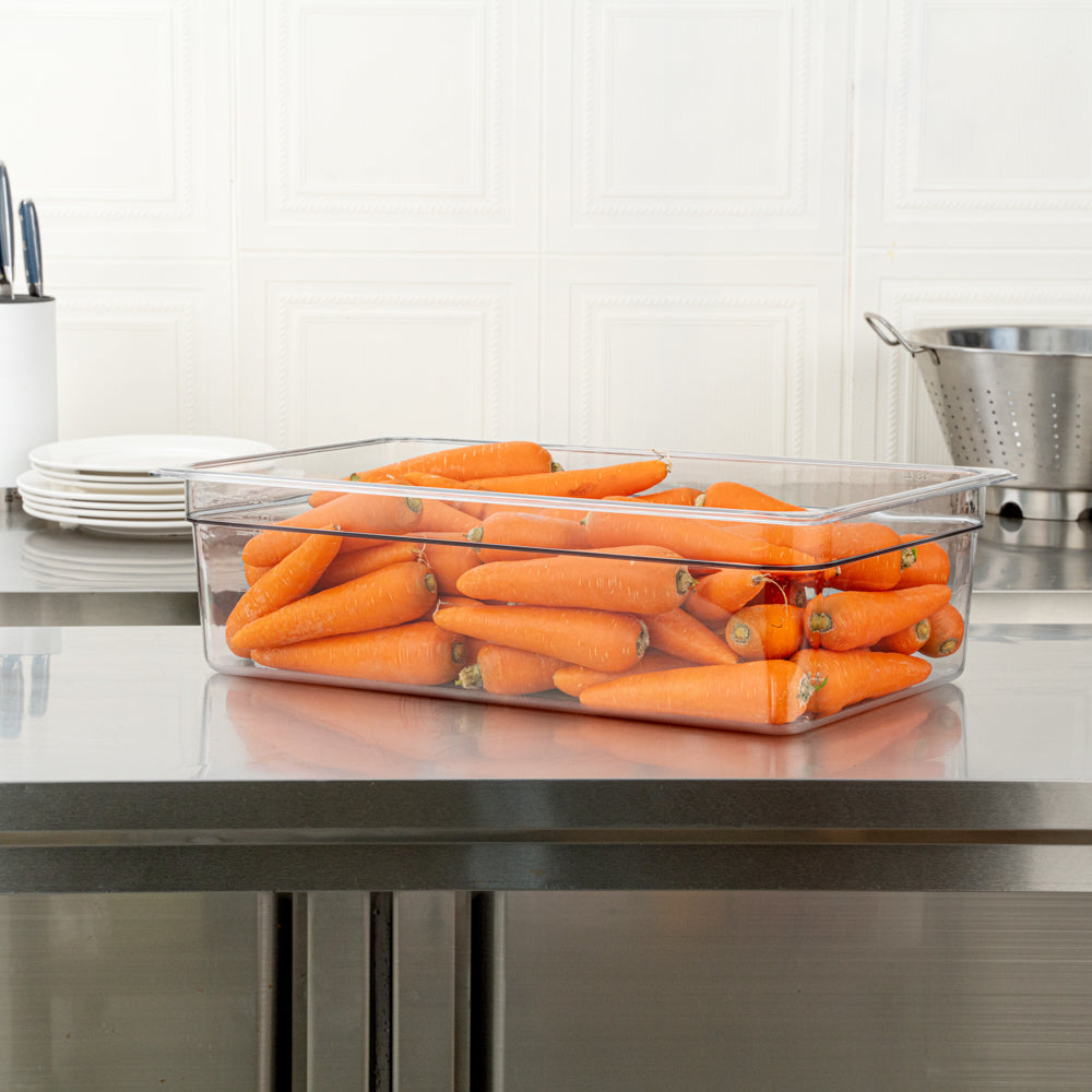 Met Lux Rectangle Clear Plastic Full Size Cold Food Storage Container - 6" Depth - 10 count box