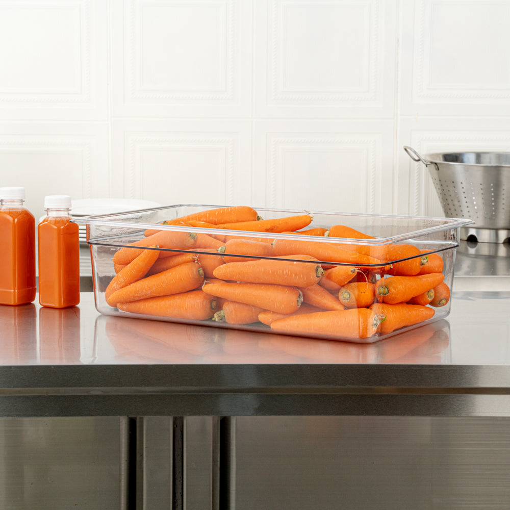 Met Lux Rectangle Clear Plastic Full Size Cold Food Storage Container - 6" Depth - 10 count box