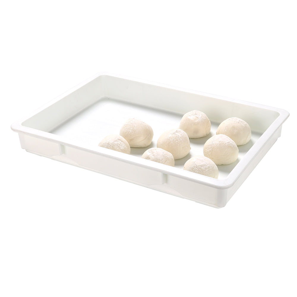 Pizzaly Rectangle White Plastic Pizza Dough Proofing Box - 26" x 18" x 3" - 10 count box