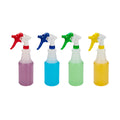 RW Clean Assorted 25 oz Plastic Spray Bottle Set - Includes 4 Bottles, Adjustable Nozzle - 4 count box