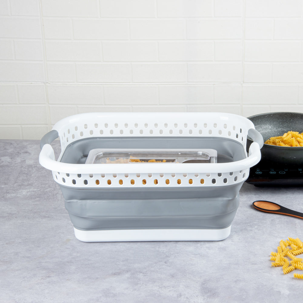 Chef 101 Gray Plastic Collapsible Storage Container - 21" x 15 1/2" x 8 3/4" - 1 count box