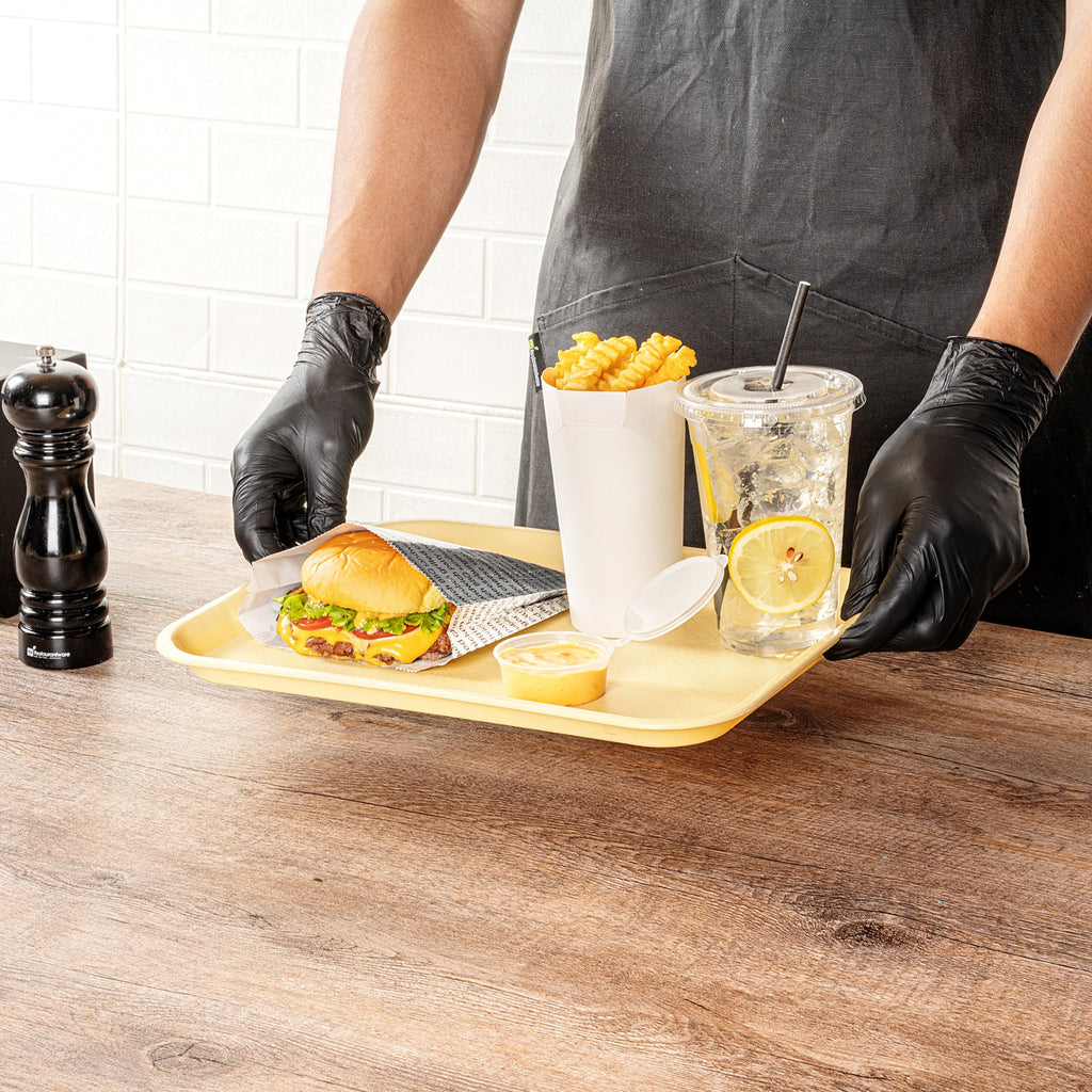 Chef 101 Rectangle Beige Plastic Fast Food Tray - 10" x 14" - 10 count box
