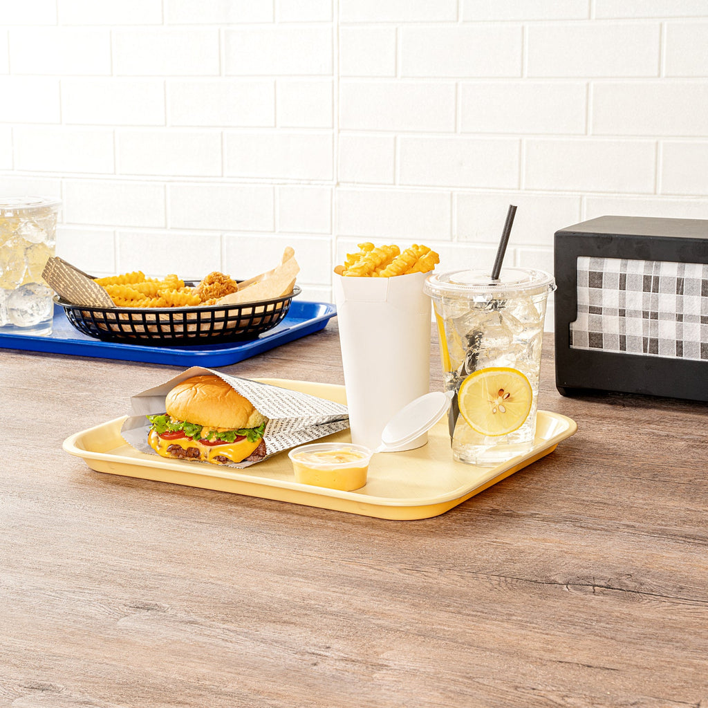 Chef 101 Rectangle Beige Plastic Fast Food Tray - 10" x 14" - 50 count box
