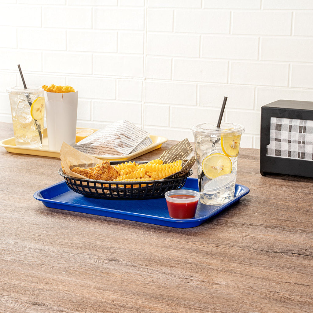 Chef 101 Rectangle Blue Plastic Fast Food Tray - 10" x 14" - 50 count box