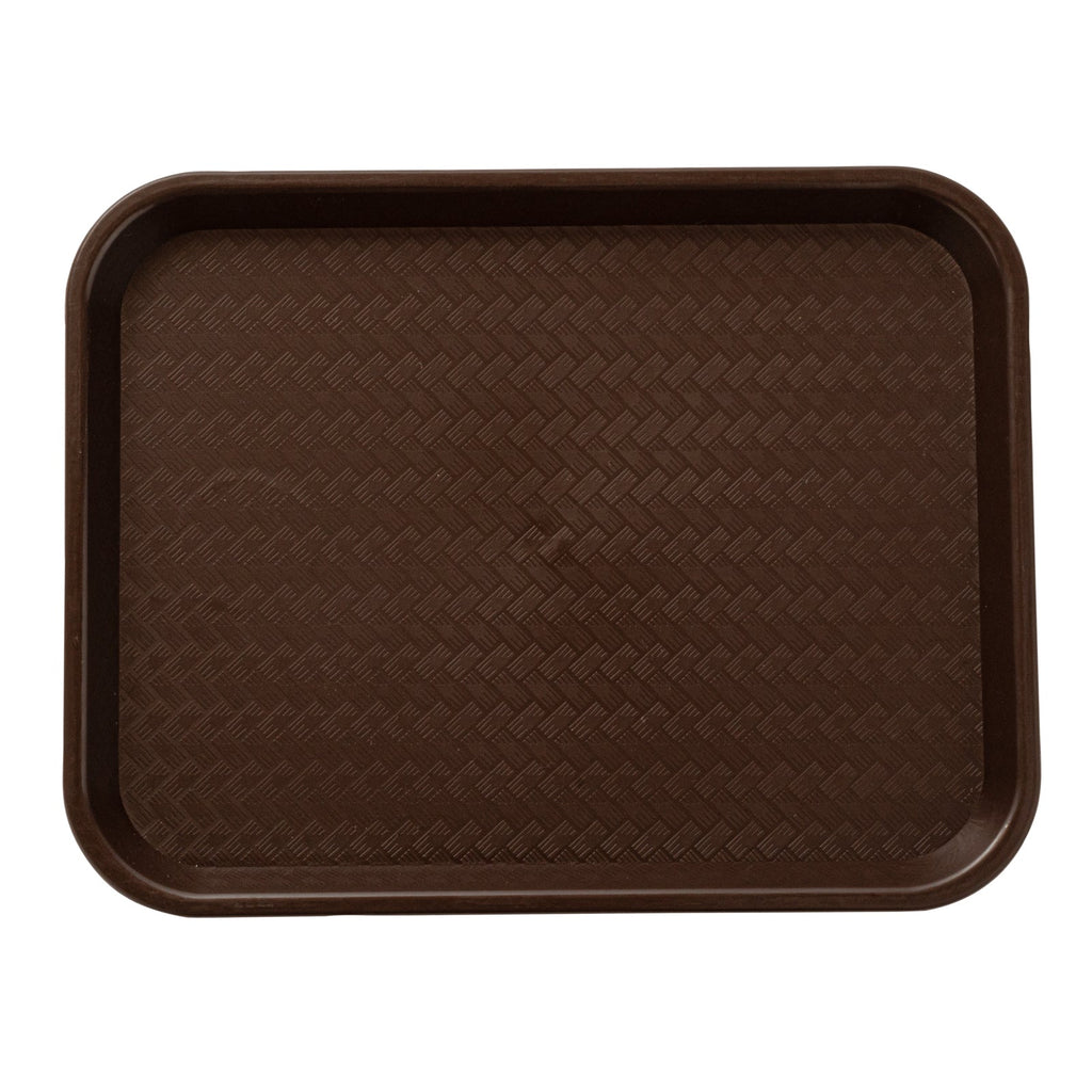 Chef 101 Rectangle Brown Plastic Fast Food Tray - 10" x 14" - 10 count box