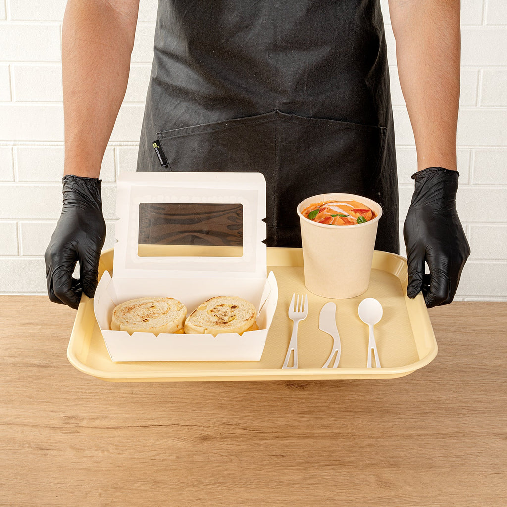 Chef 101 Rectangle Beige Plastic Fast Food Tray - 14" x 18" - 50 count box