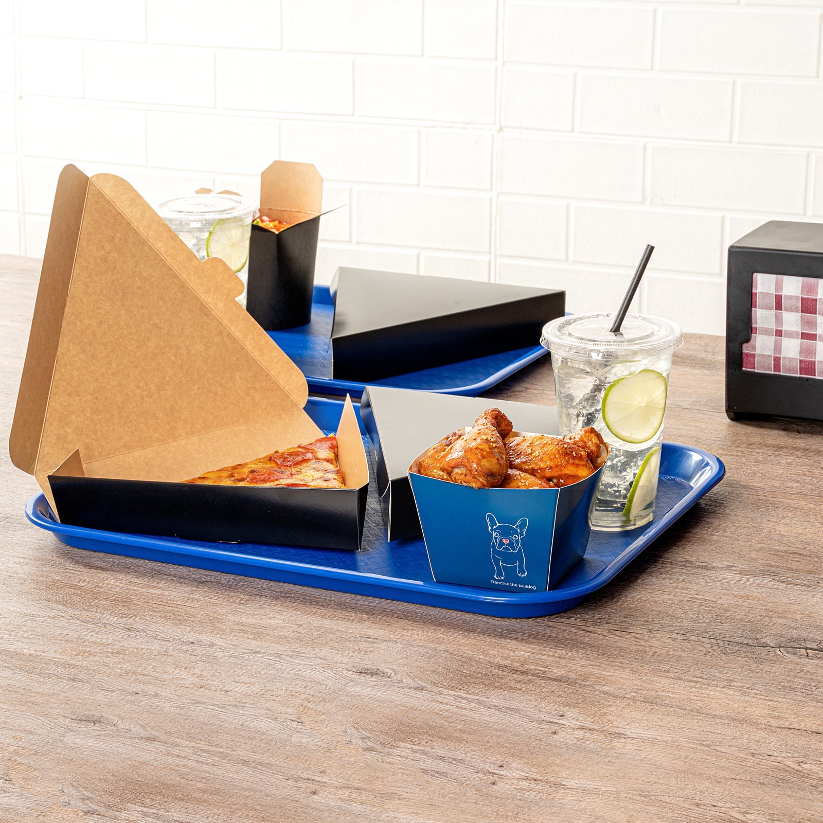 Chef 101 Rectangle Blue Plastic Fast Food Tray - 14" x 18" - 50 count box