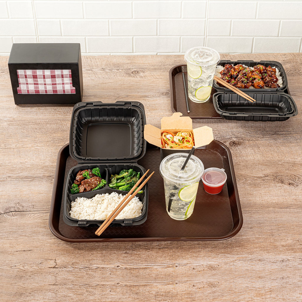 Chef 101 Rectangle Brown Plastic Fast Food Tray - 14" x 18" - 50 count box