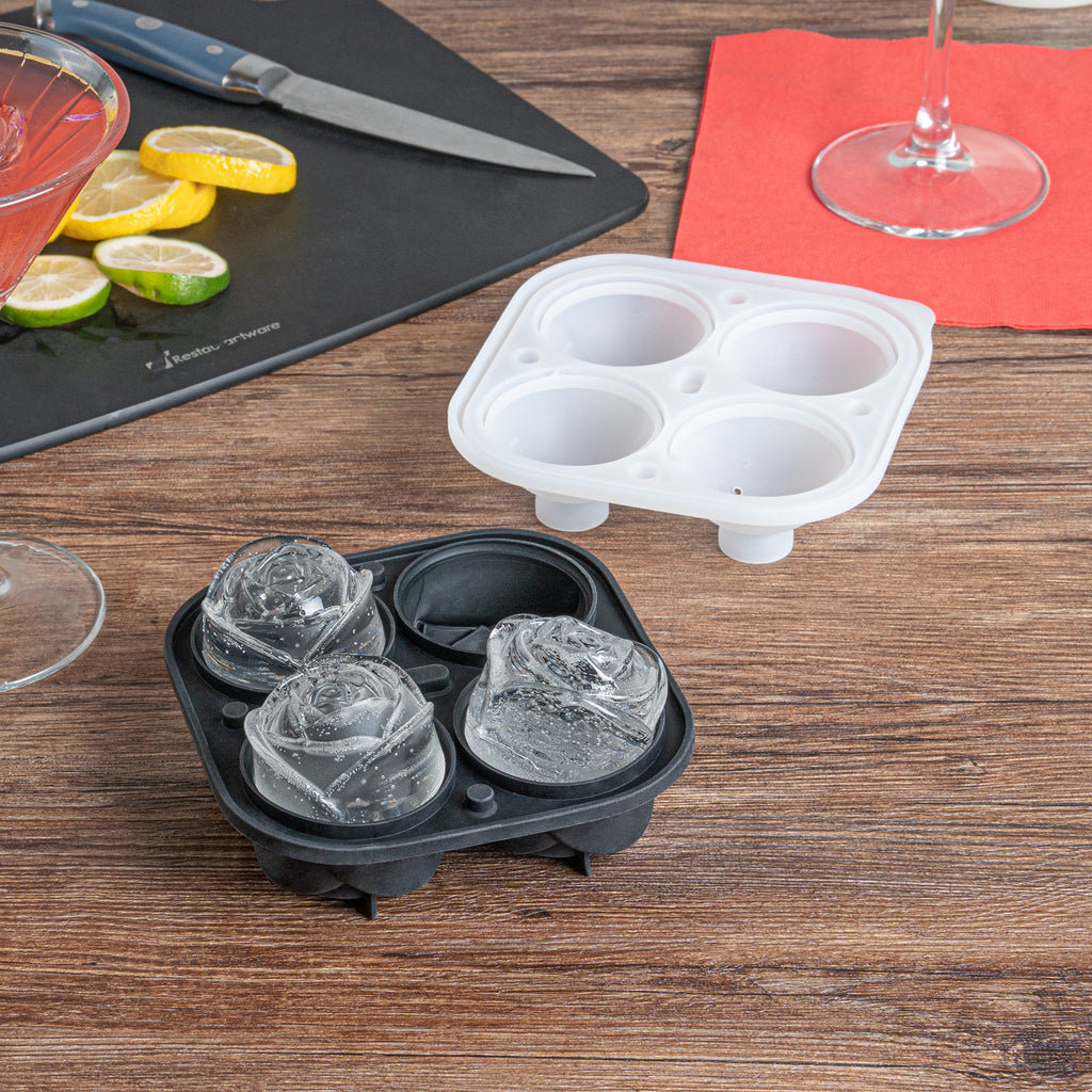 Bar Lux Black Silicone Ice Mold - 2" Rose, 4 Compartments - 1 count box