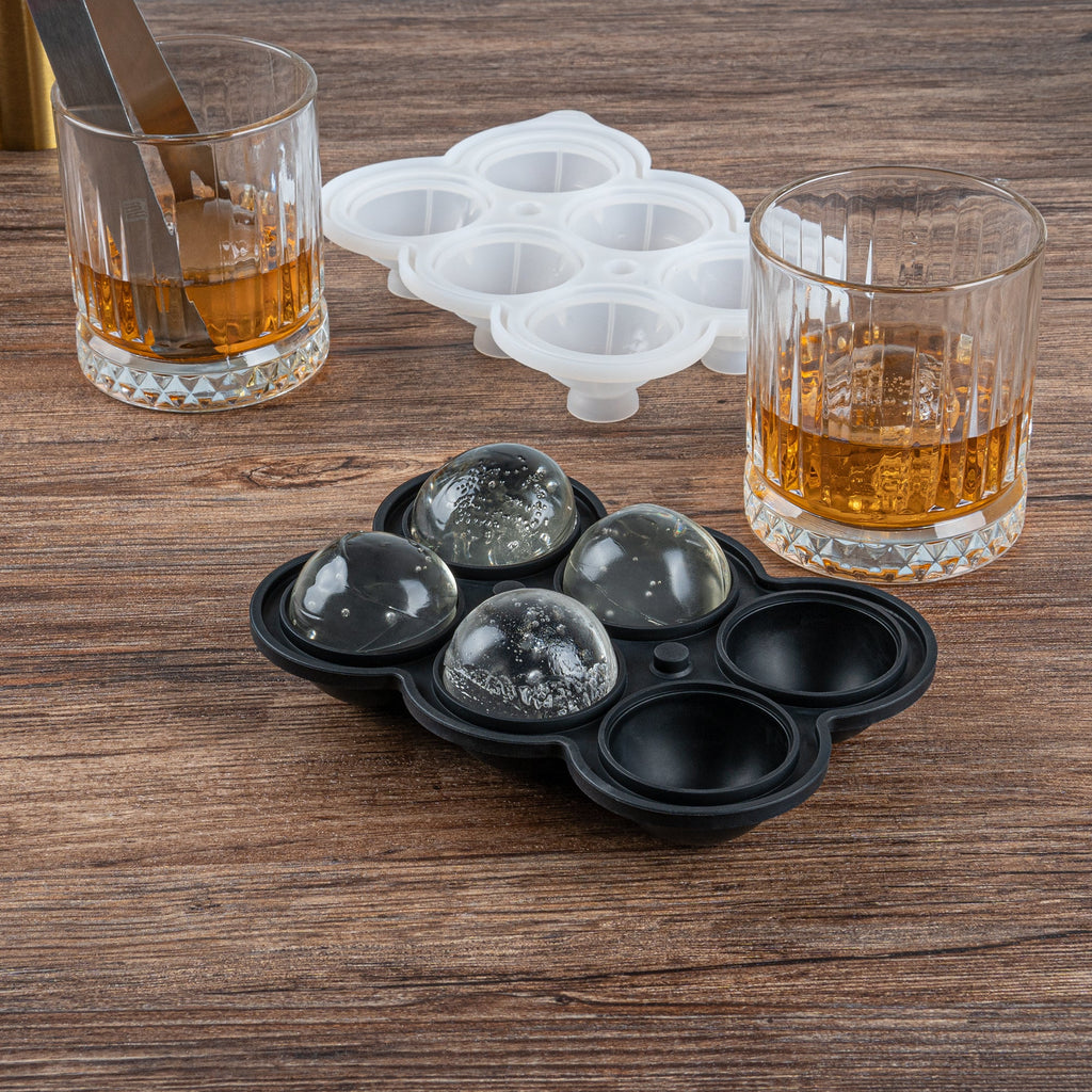 Bar Lux Black Silicone Ice Mold - 1 3/4" Sphere, 6 Compartments - 1 count box