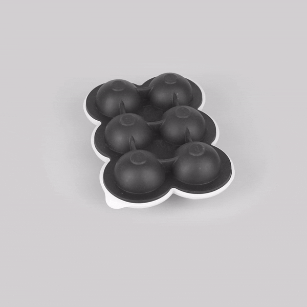 Bar Lux Black Silicone Ice Mold - 1 3/4" Sphere, 6 Compartments - 1 count box