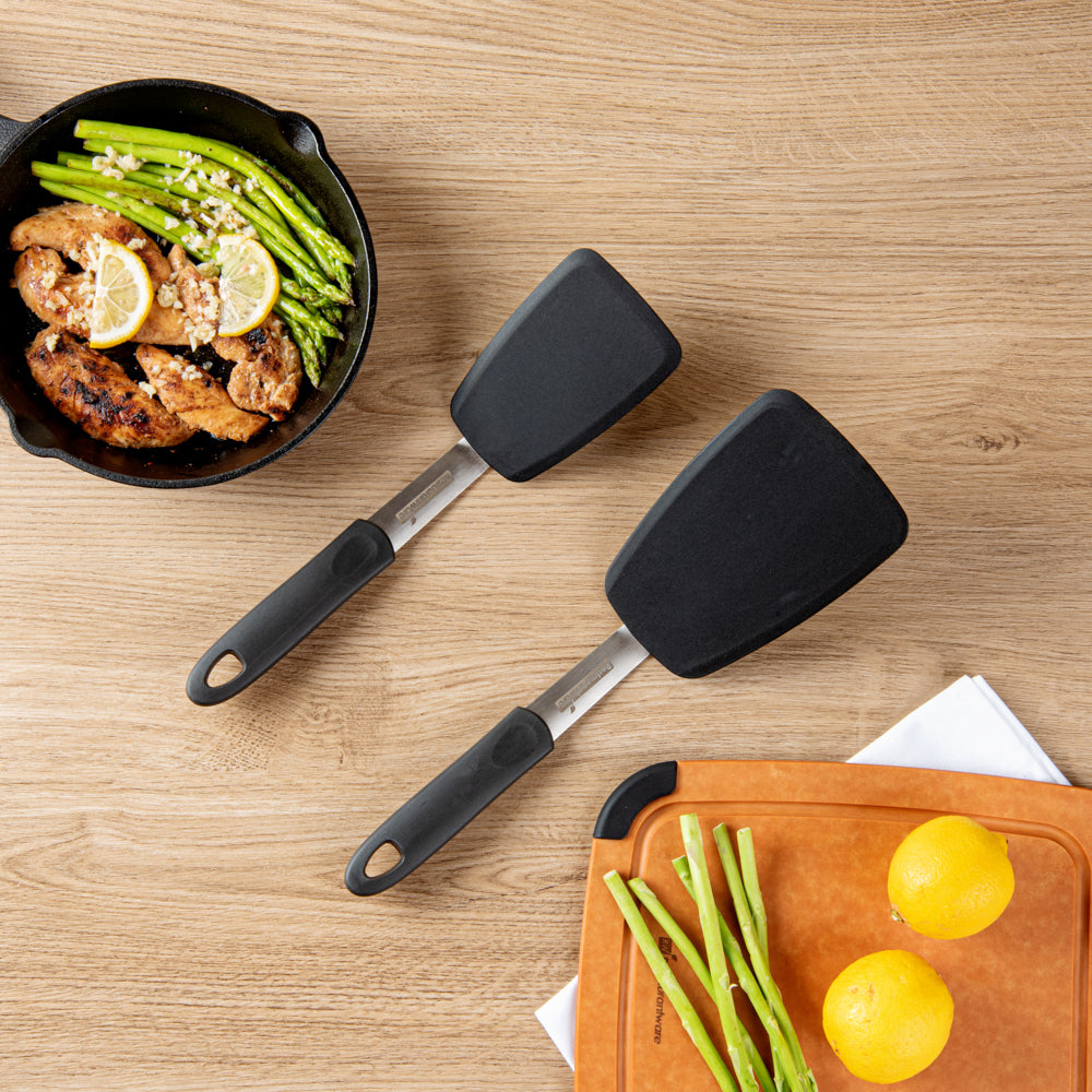 Comfy Grip Black Silicone 2-Piece Solid Turner Set - 1 count box