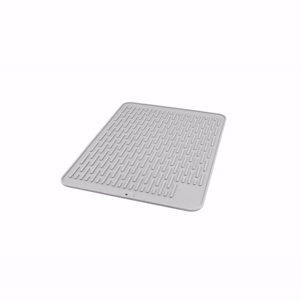 Comfy Grip Rectangle Gray Silicone Dish Drying Mat - 15 3/4" x 11 3/4" - 1 count box
