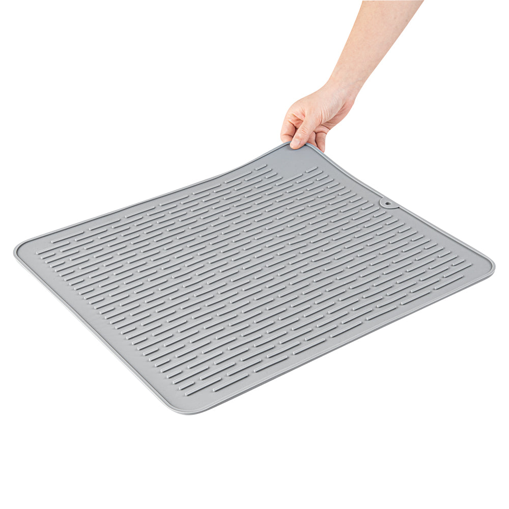 Comfy Grip Rectangle Gray Silicone Dish Drying Mat - 17 3/4" x 15 3/4" - 1 count box