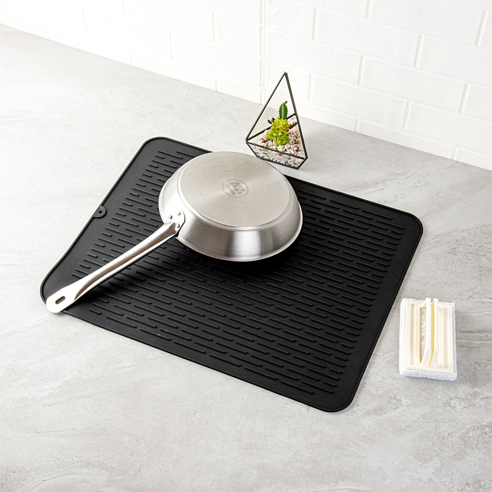 Comfy Grip Rectangle Black Silicone Dish Drying Mat - 23" x 18" - 1 count box