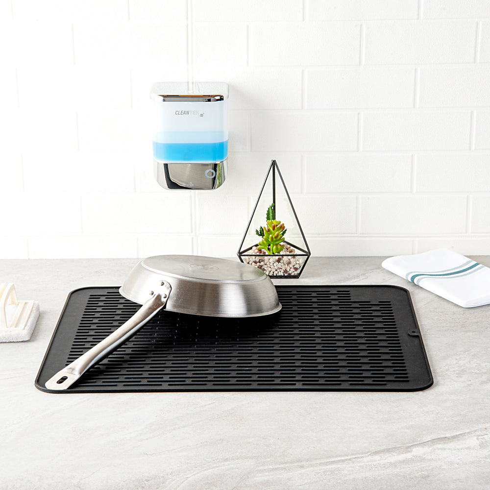 Comfy Grip Rectangle Black Silicone Dish Drying Mat - 23" x 18" - 1 count box