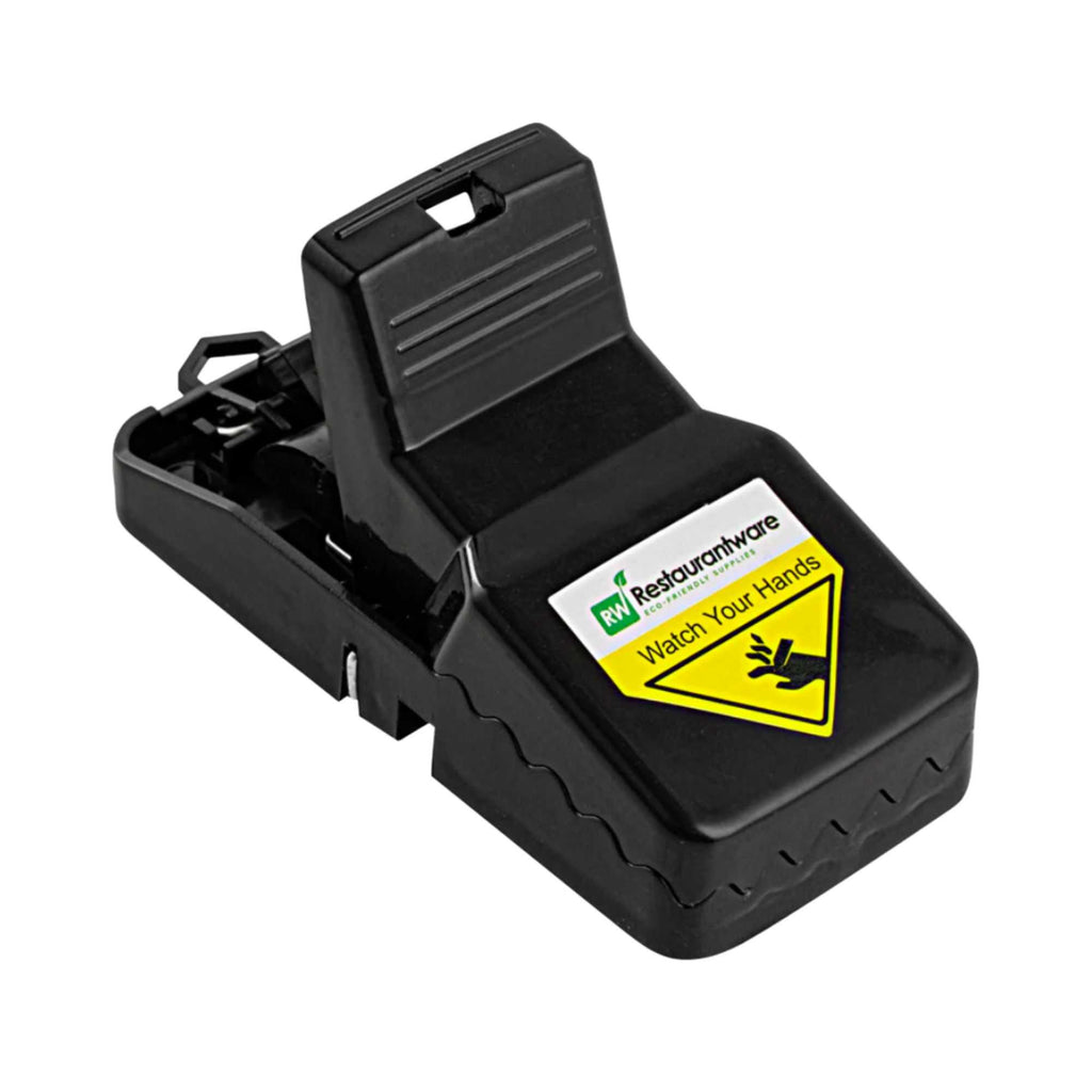 Pest Tek Black Plastic Mouse Trap - Interlocking Teeth, Reusable - 4 1/2" x 2" x 2 1/4" - 2 count box