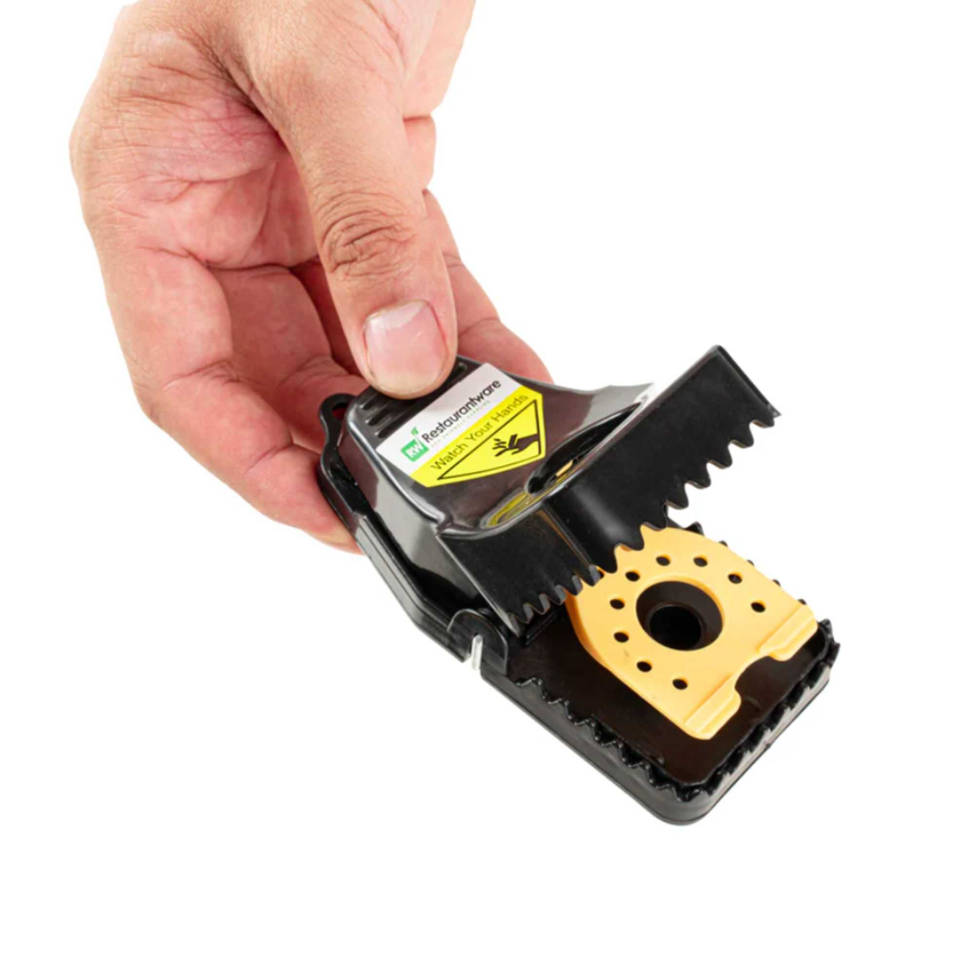 Pest Tek Black Plastic Mouse Trap - Interlocking Teeth, Open Top, Reusable - 4 1/2" x 2" x 2 1/4" - 6 count box