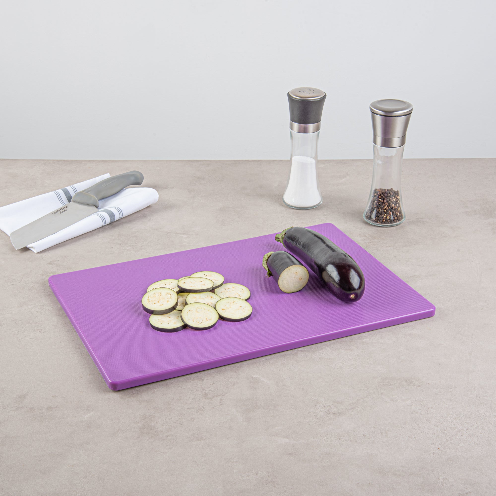 Chef 101 Purple Plastic Cutting Board - 18" x 12" - 10 count box