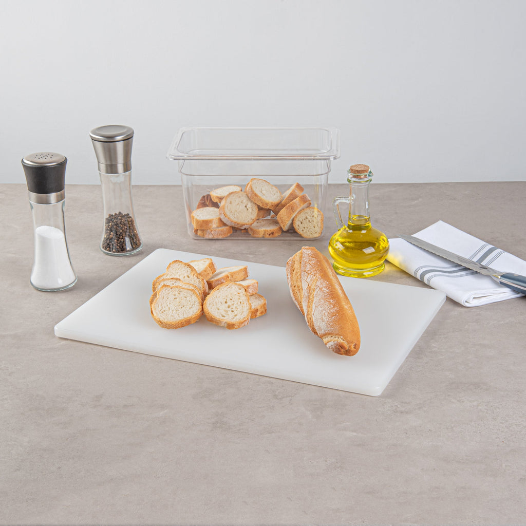 Chef 101 White Plastic Cutting Board - 18" x 12" x 1/2" - 10 count box