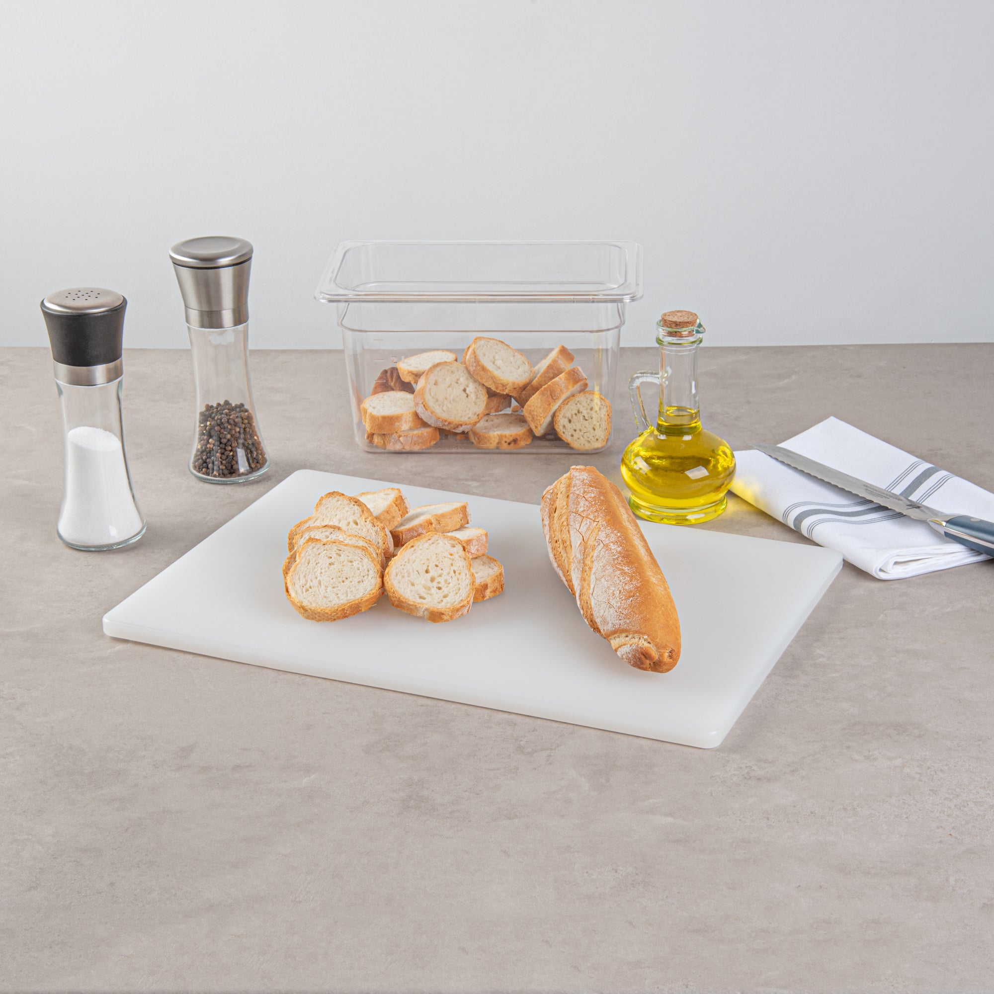 Chef 101 White Plastic Cutting Board - 18" x 12" x 1/2" - 10 count box