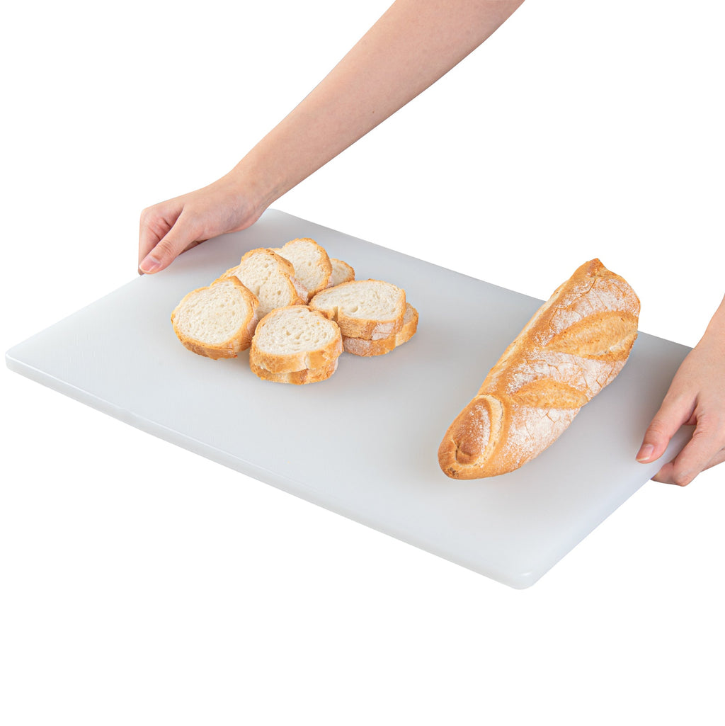 Chef 101 White Plastic Cutting Board - 18" x 12" x 1/2" - 10 count box