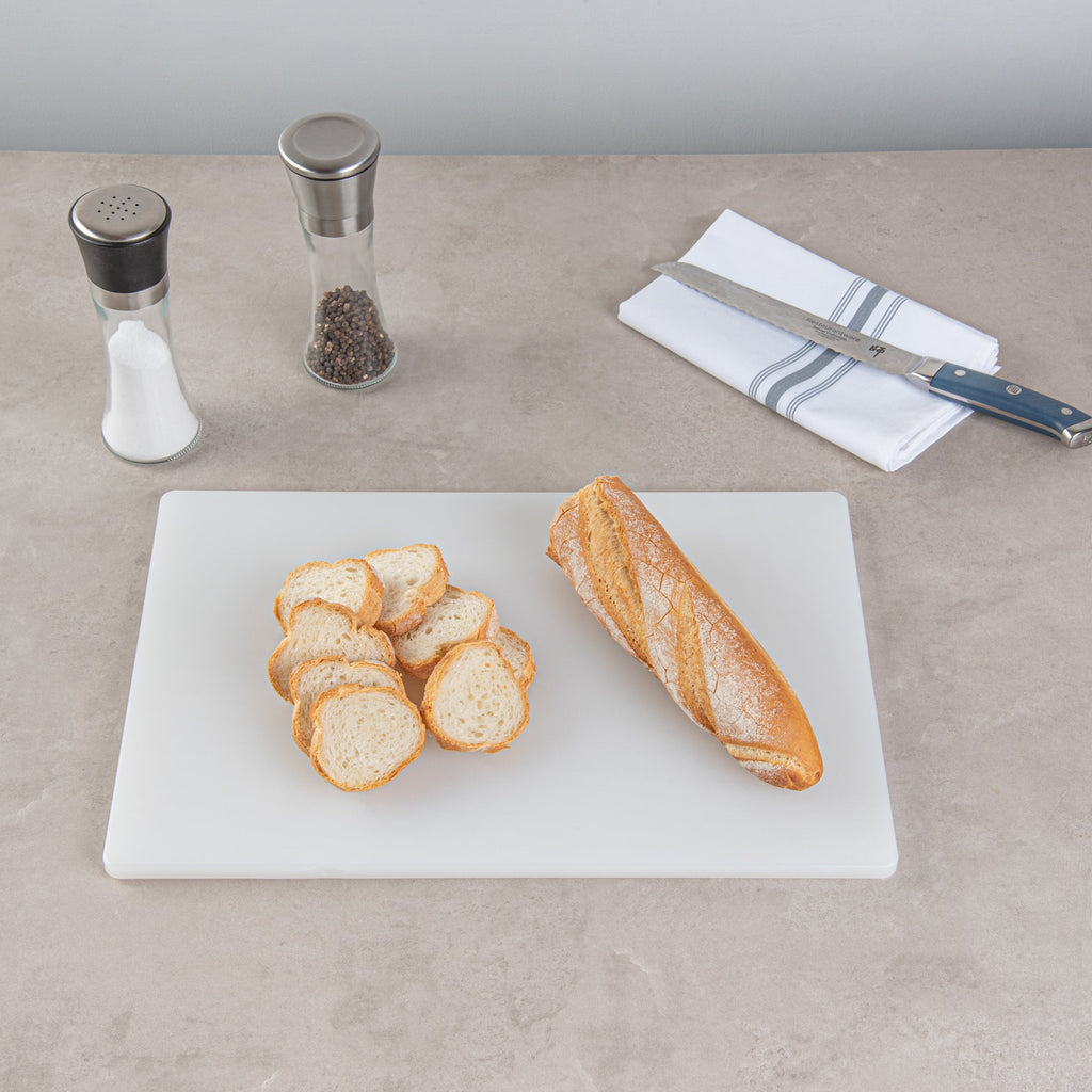 Chef 101 White Plastic Cutting Board - 18" x 12" x 1/2" - 10 count box