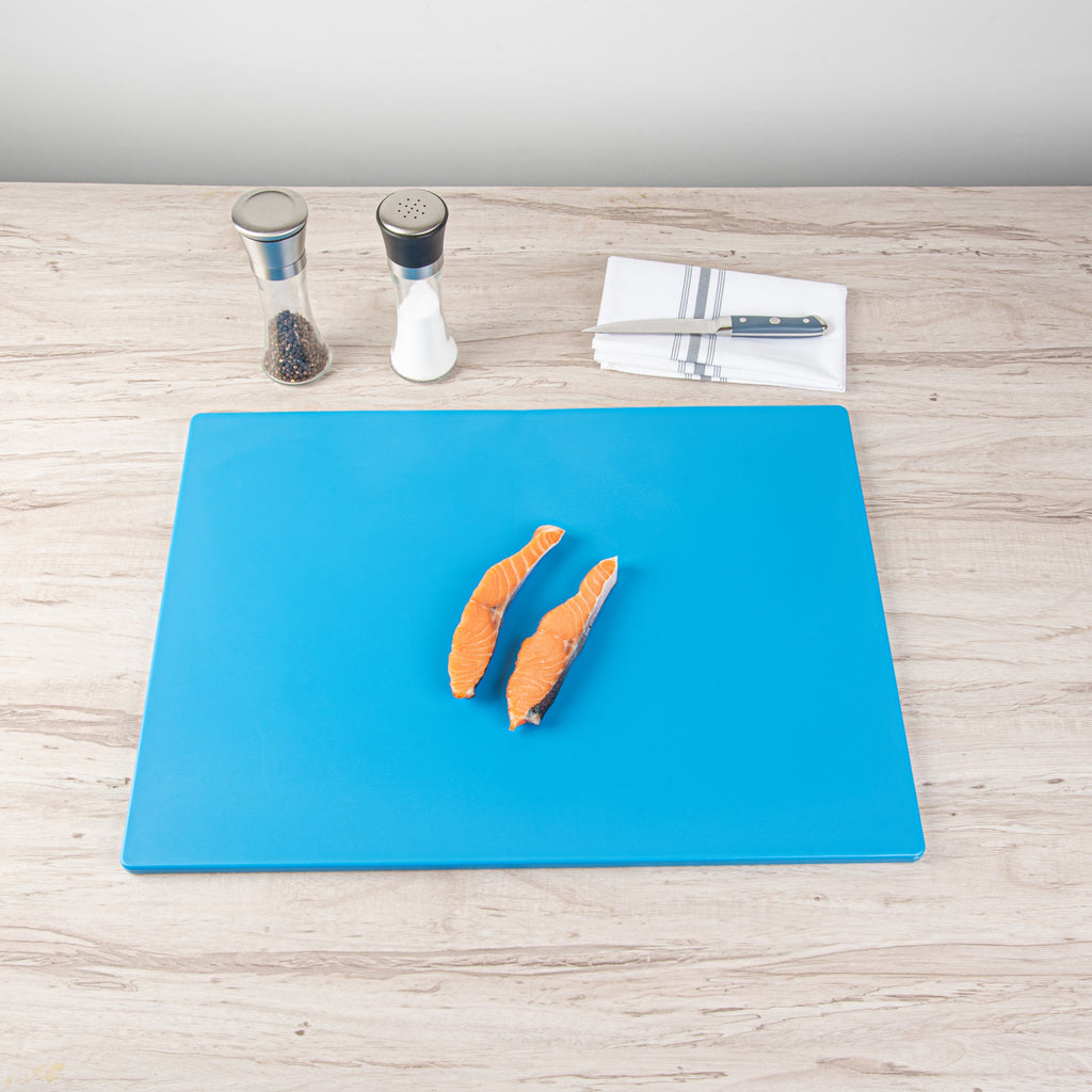 Chef 101 Blue Plastic Cutting Board - 24" x 18" - 10 count box