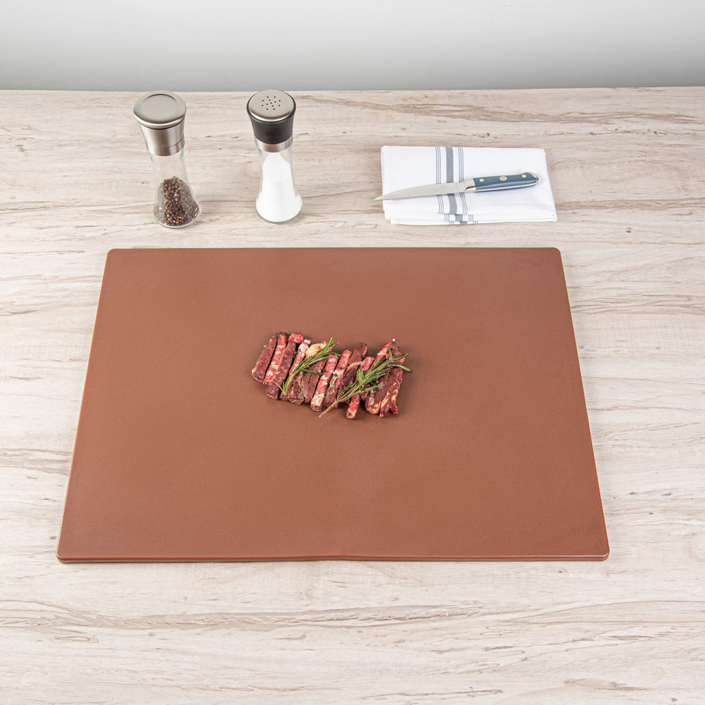 Chef 101 Brown Plastic Cutting Board - 24" x 18" - 10 count box