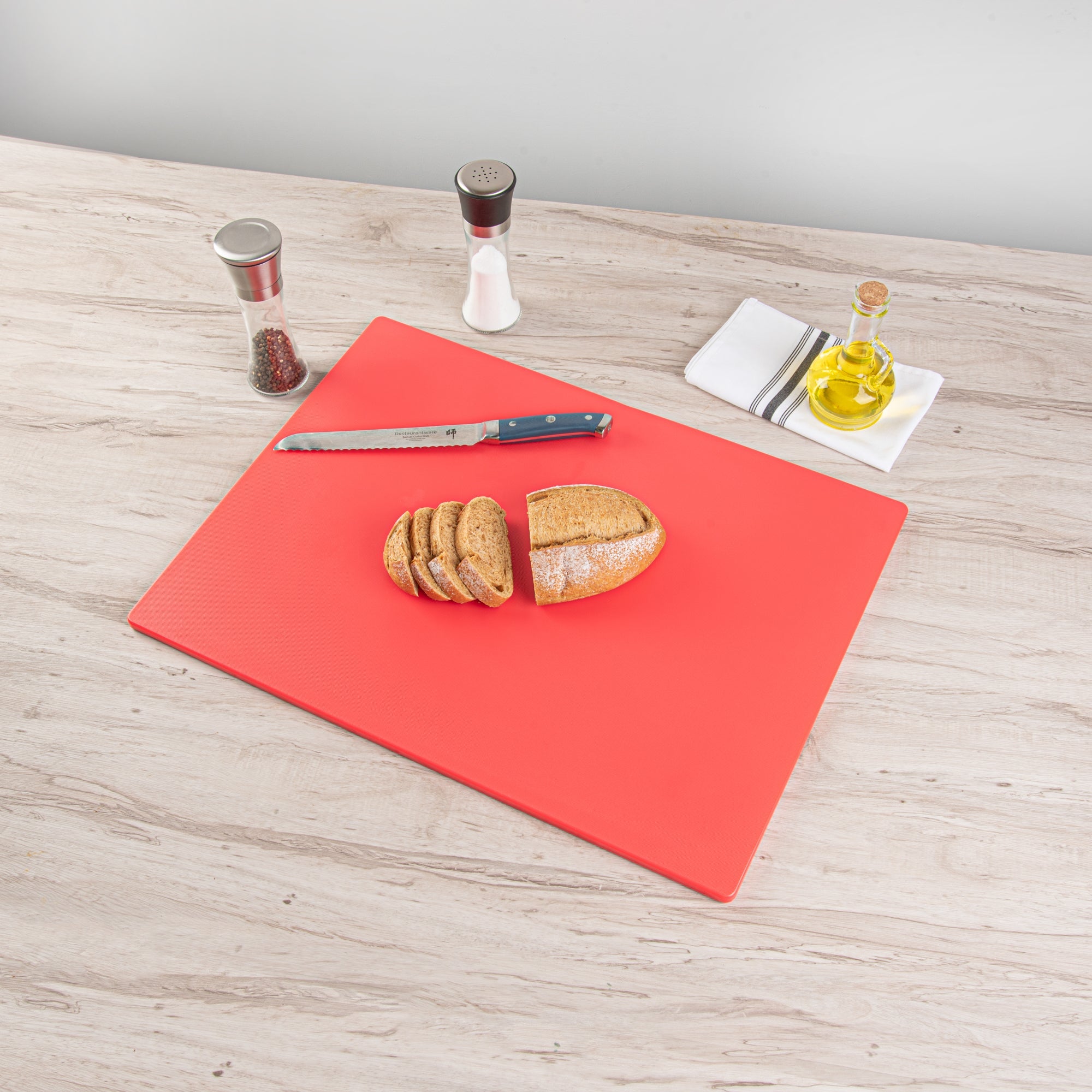 Chef 101 Red Plastic Cutting Board - 24" x 18" - 10 count box