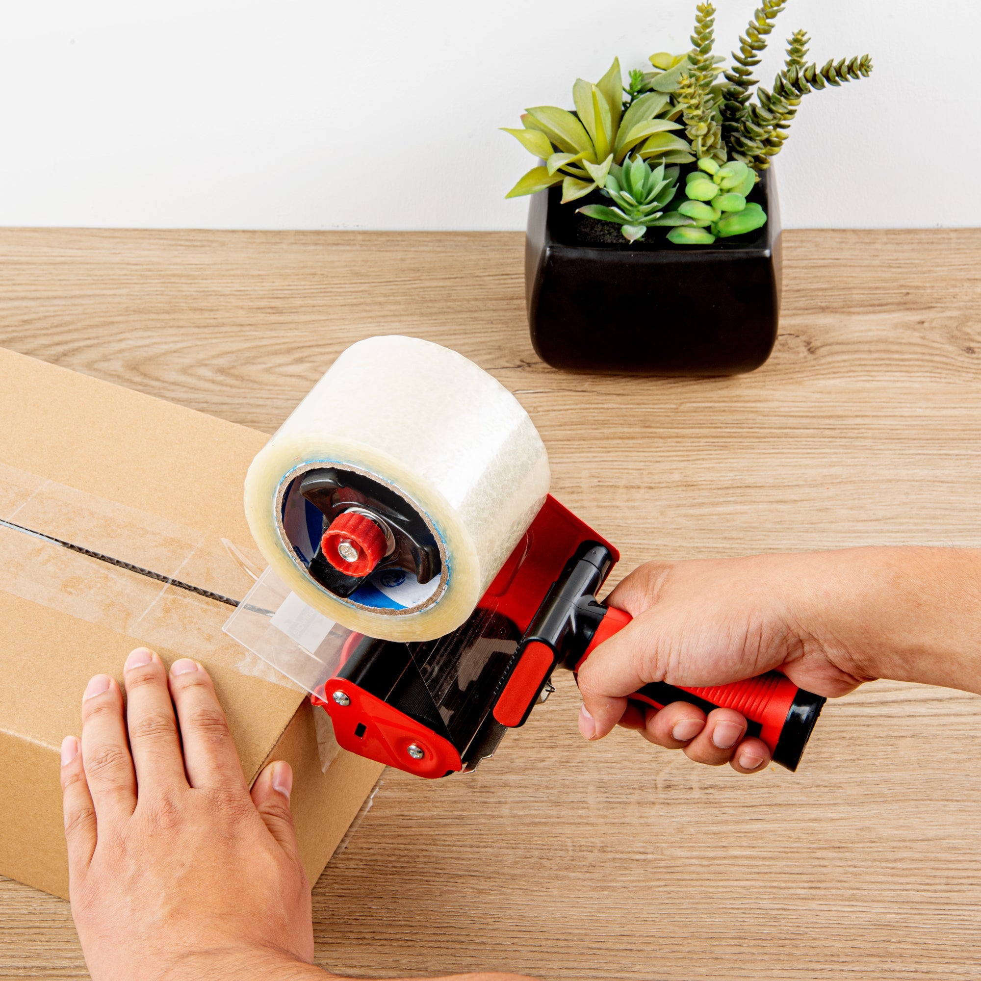 Handy Tek Red Tape Dispenser Gun - Rubber Handle - 3" - 1 count box