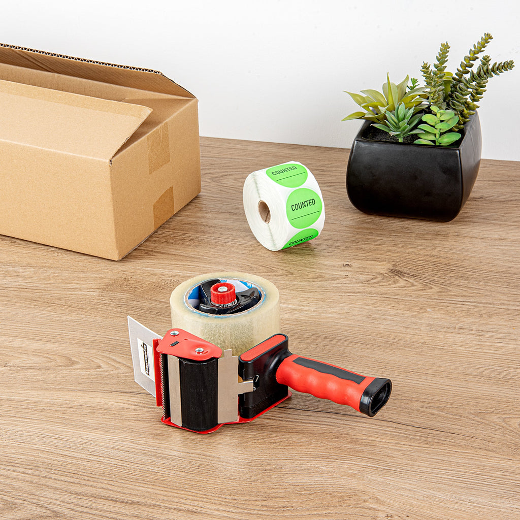 Handy Tek Red Tape Dispenser Gun - Rubber Handle - 3" - 10 count box