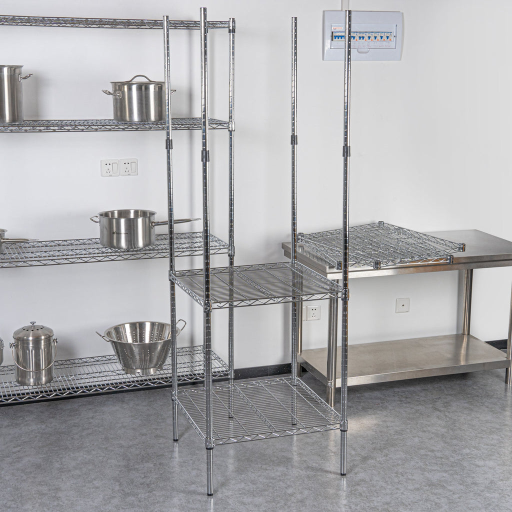 Chef 101 74" NSF Chrome Stationary Shelving Post - with Leveling Foot - 4 count box