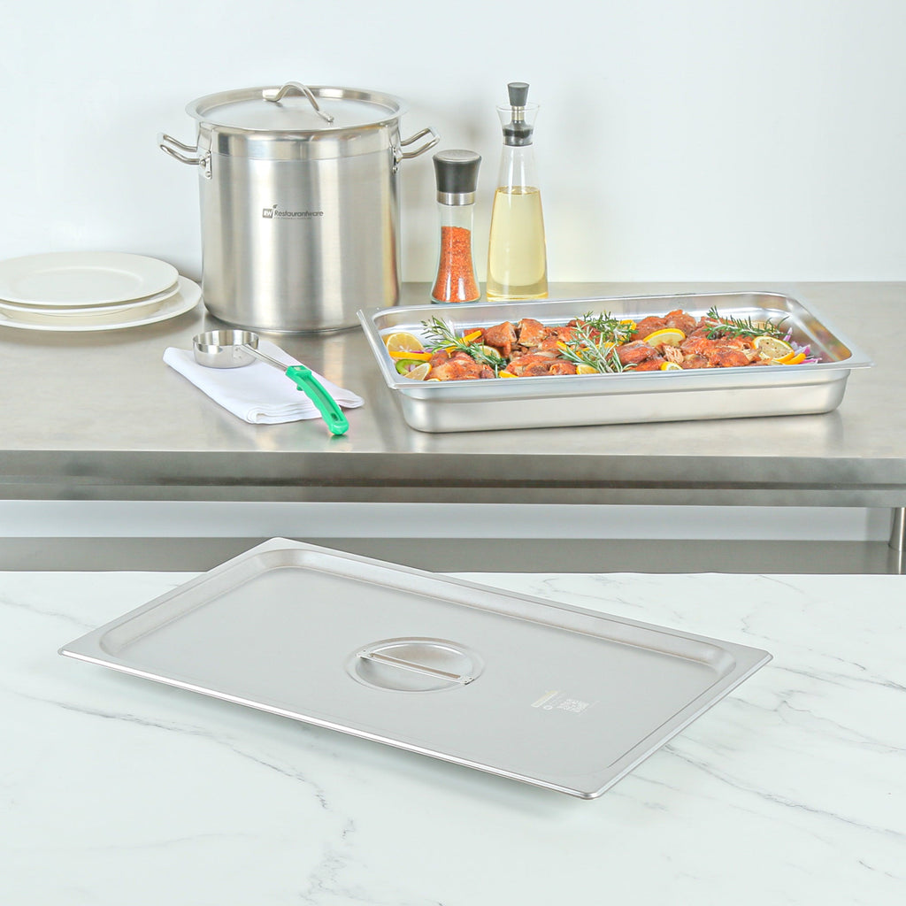 Kitchen Tek Stainless Steel Lid - Fits Full Size Steam Table Pan - 12 count box