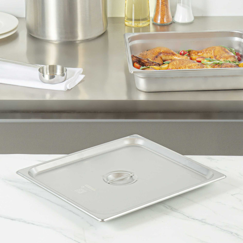 Kitchen Tek Stainless Steel Lid - Fits 2/3 Size Steam Table Pan - 1 count box