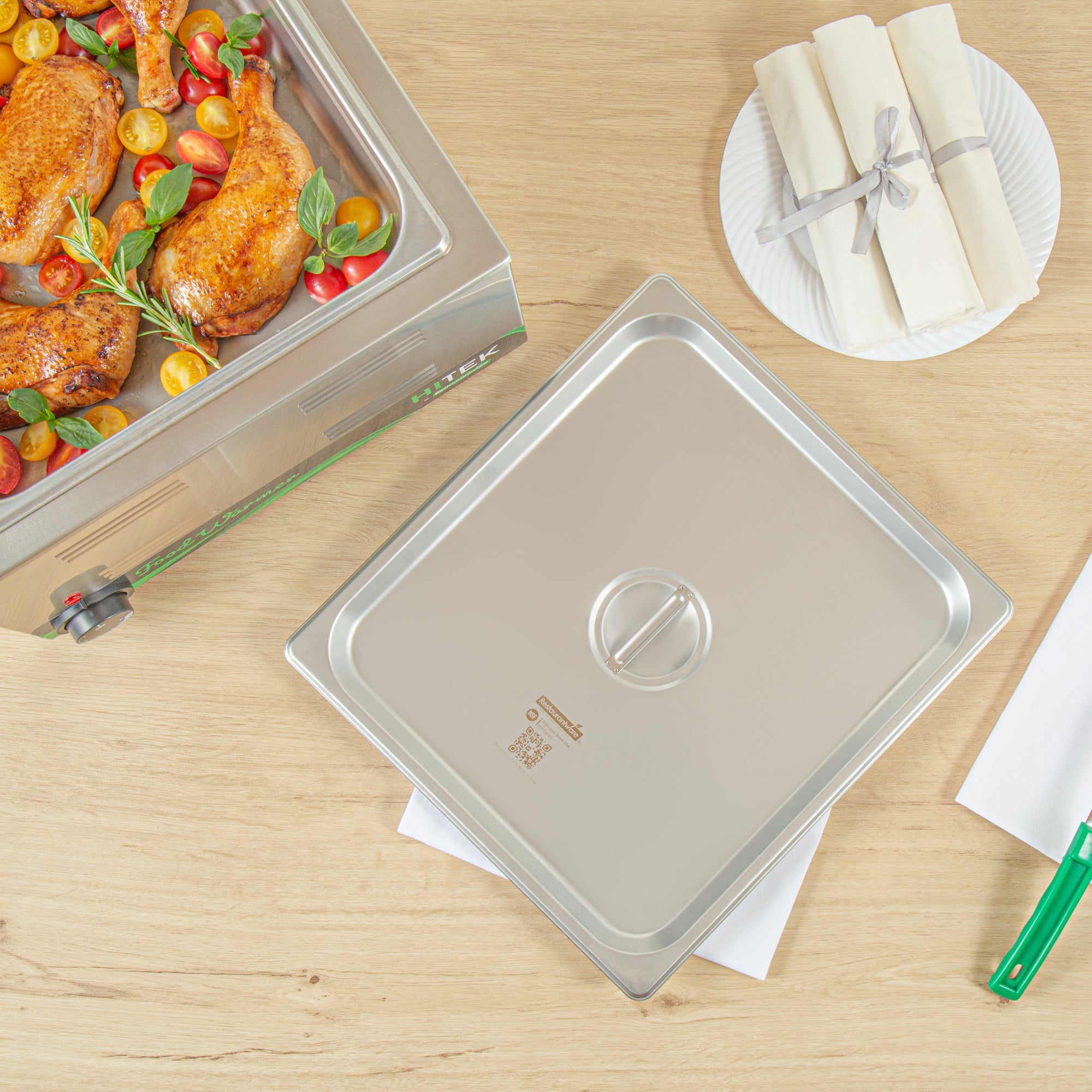 Kitchen Tek Stainless Steel Lid - Fits 2/3 Size Steam Table Pan - 12 count box