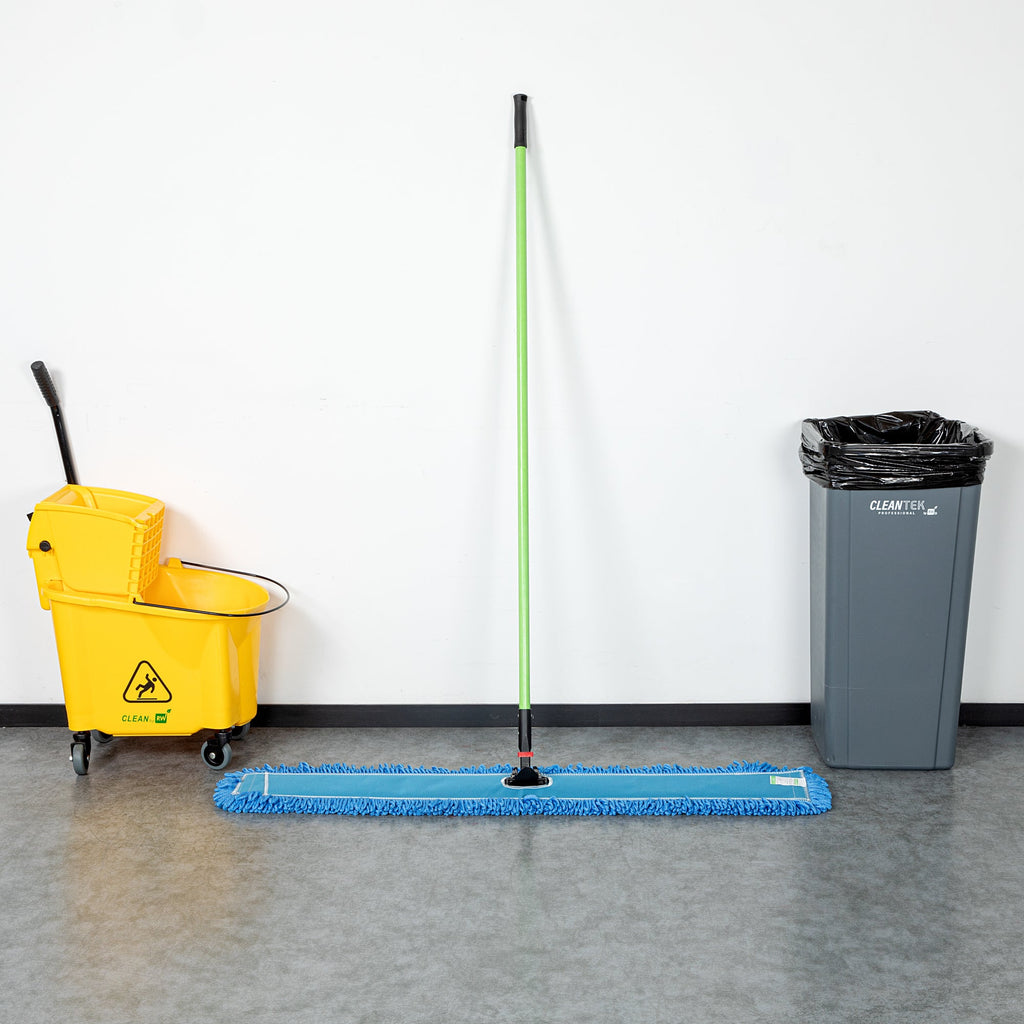 Clean Tek Professional Blue Microfiber Dust / Dry Mop - with 64" Handle - 48" x 5" - 1 count box