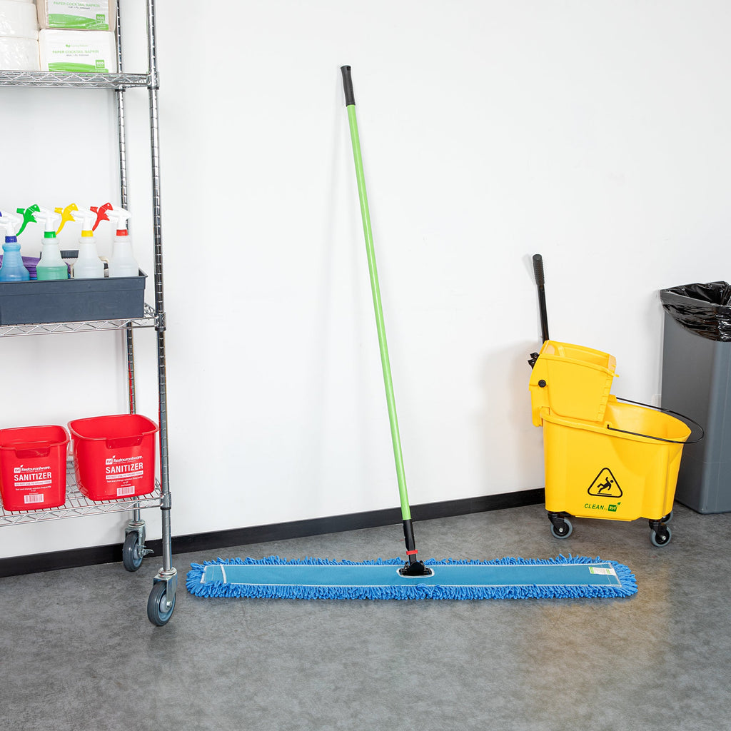 Clean Tek Professional Blue Microfiber Dust / Dry Mop - with 64" Handle - 48" x 5" - 1 count box