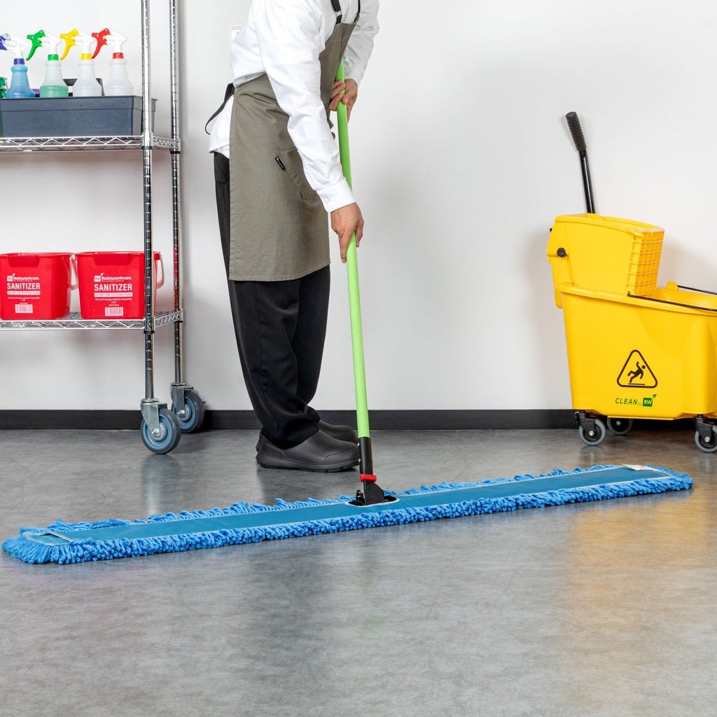 Clean Tek Professional Blue Microfiber Dust / Dry Mop - with 64" Handle - 59 3/4" x 5" - 1 count box