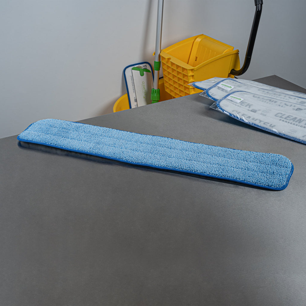 Clean Tek Professional Blue Microfiber Hook and Loop Wet / Dry Mop Pad - 25 1/2" - 1 count box