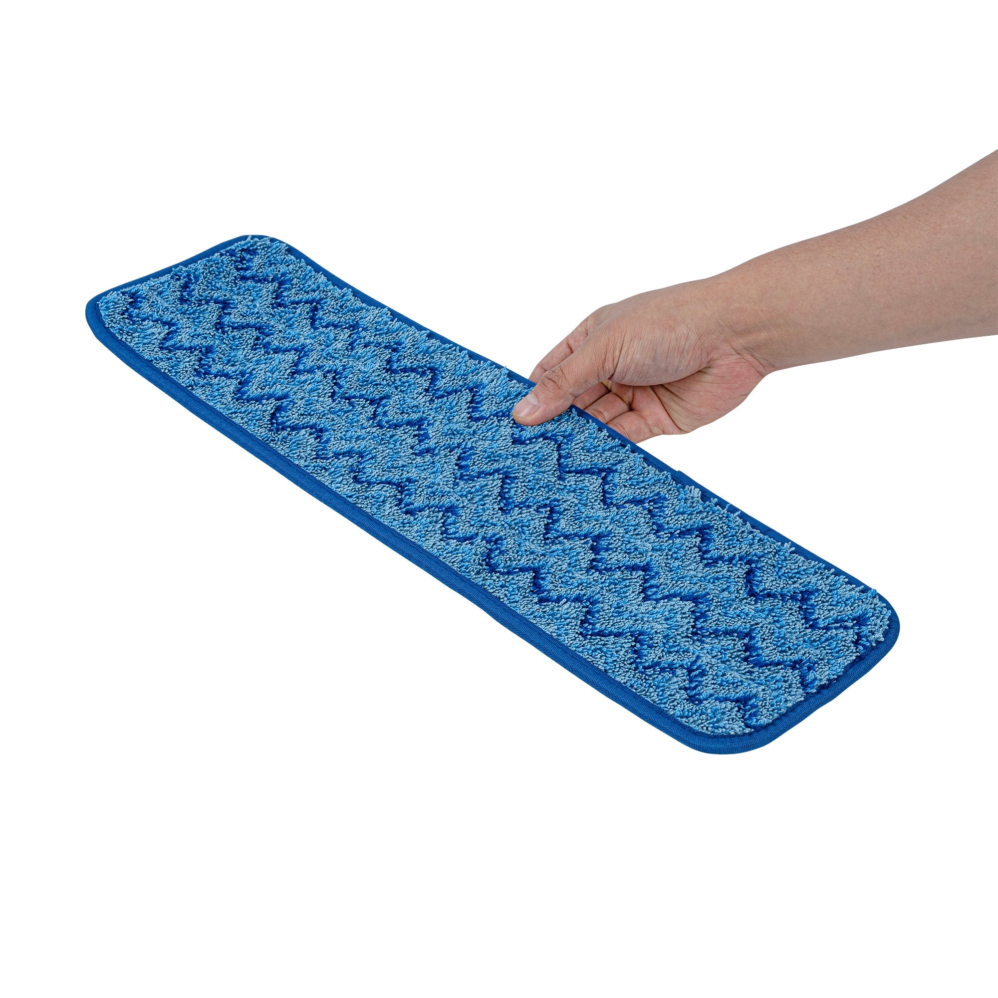 Clean Tek Professional Blue Microfiber Hook and Loop Wet / Dry Mop Pad - Zig Zag - 19 1/2" - 1 count box
